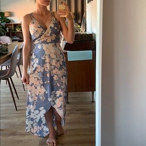 Flora faux wrap high-low dress